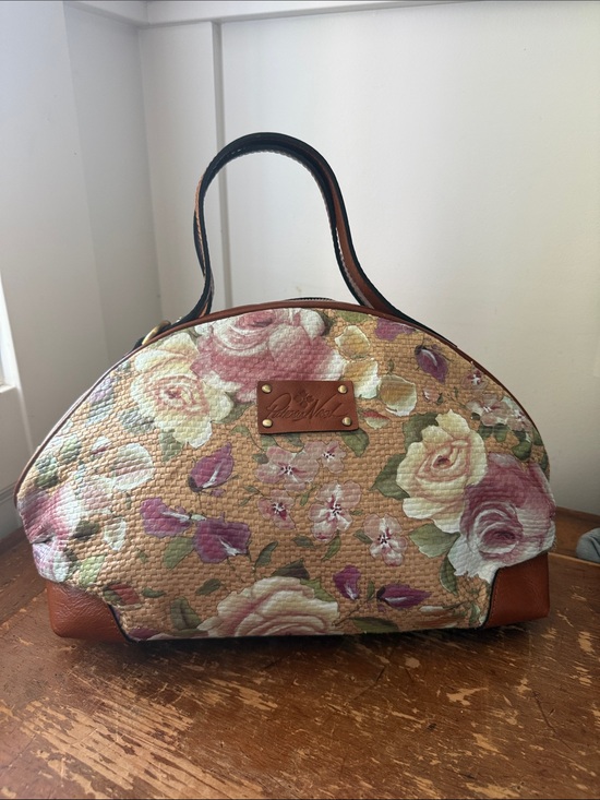Patricia Nash Handbags - Patricia Nash Straw Dome Satchel Crackled Rose